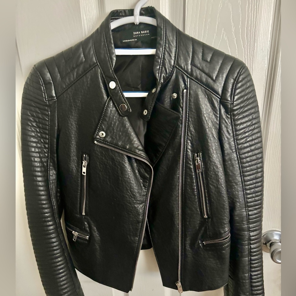 Zara Black Leather Biker Jacket